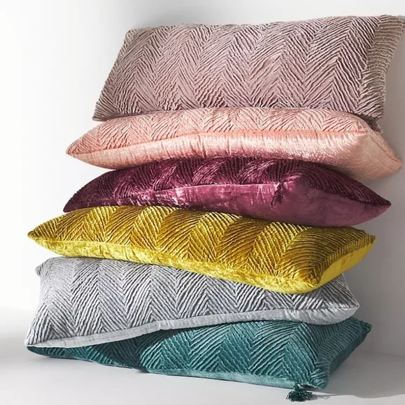 Anthropologie Velvet Nobel Pillow - teal
